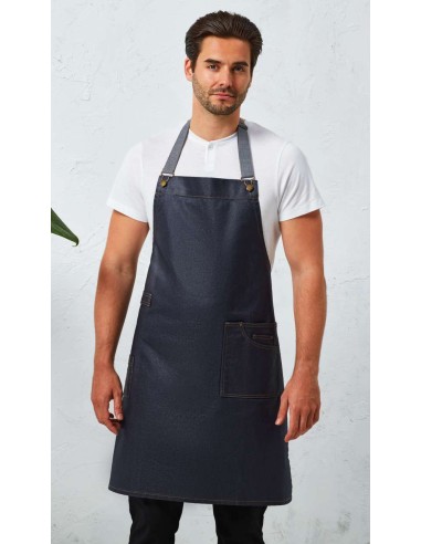 P-PR134-District Waxed Look Denim Bib Apron